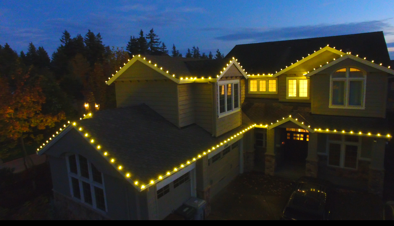 Holiday lights aerial view