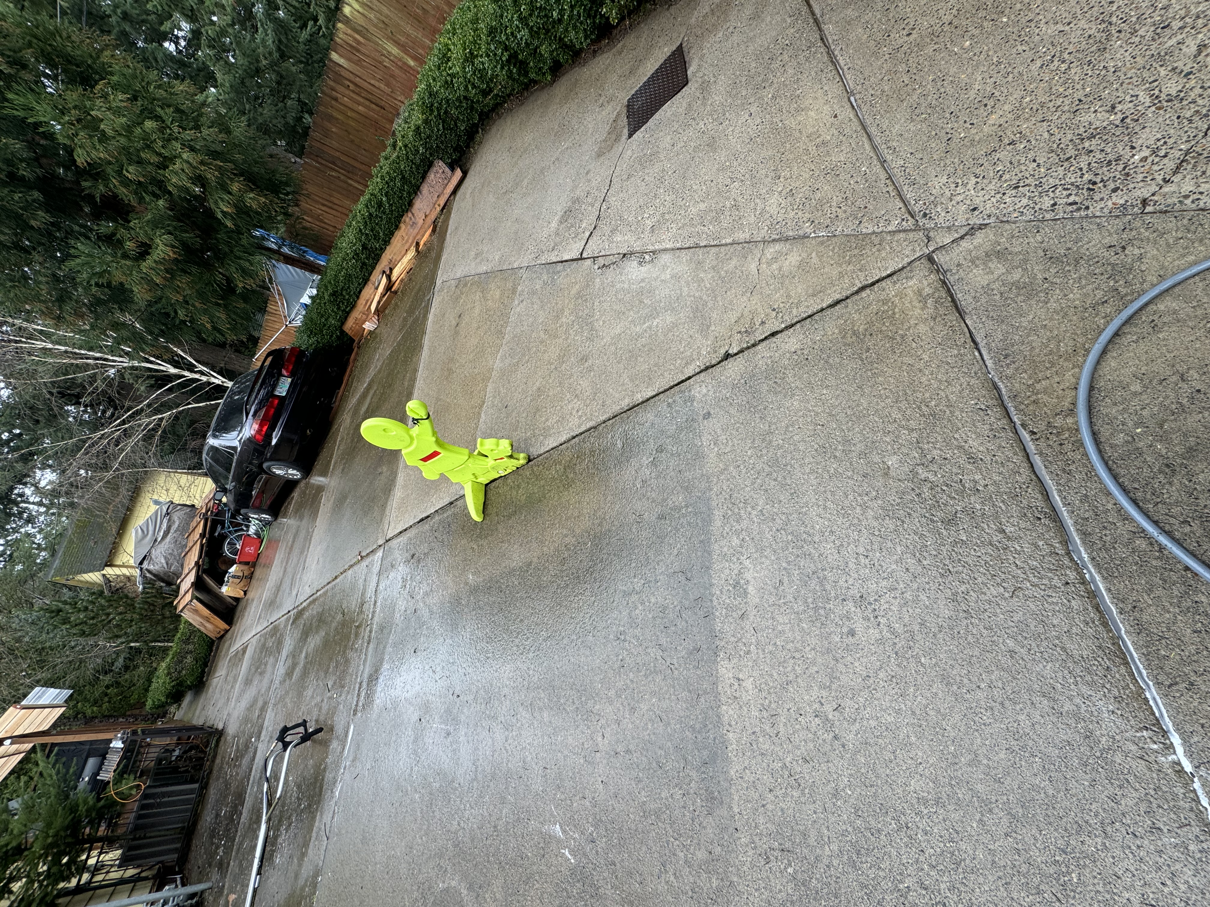 Pressure washing driveway