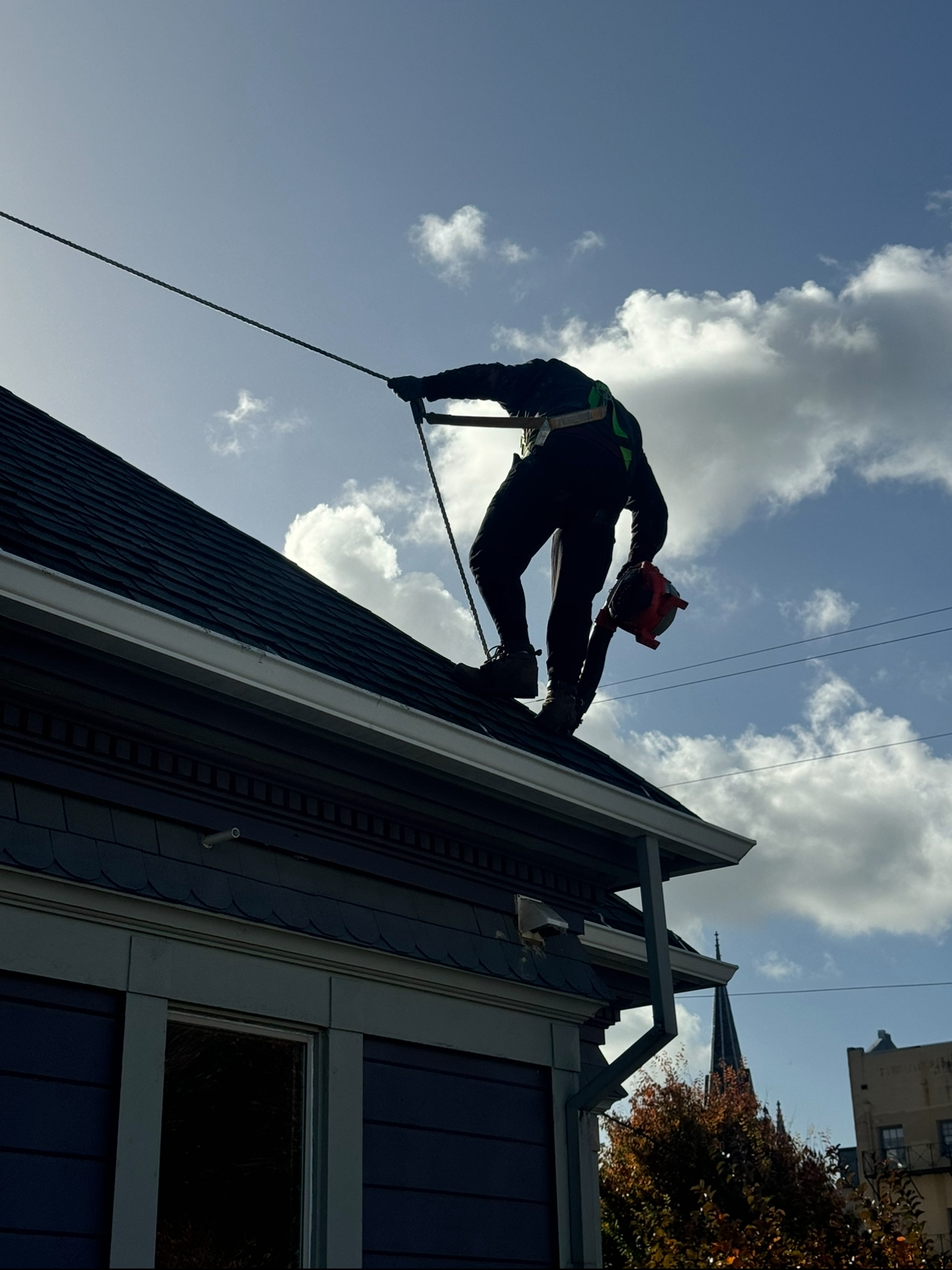 Bear Property Services worker on a roof
